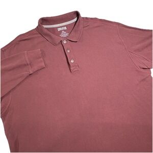 Duluth Trading Company Men 2XL Maroon Long Sleeve Polo Shirt 100% Cotton Durable